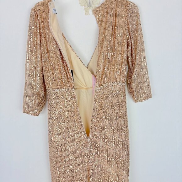 NWT Ieena By Mac Duggal #42015 Gold Sequin Draped Gown Dress Size 0 NEW - Picture 15 of 16